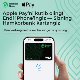 Hamkorbank Apple Pay xizmatini ishga tushirdi 