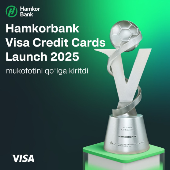 Hamkorbank nufuzli Visa Credit Cards Launch 2025 mukofotini Visa Excellence Cup 2025 tantanali marosimida qo‘lga kiritdi!